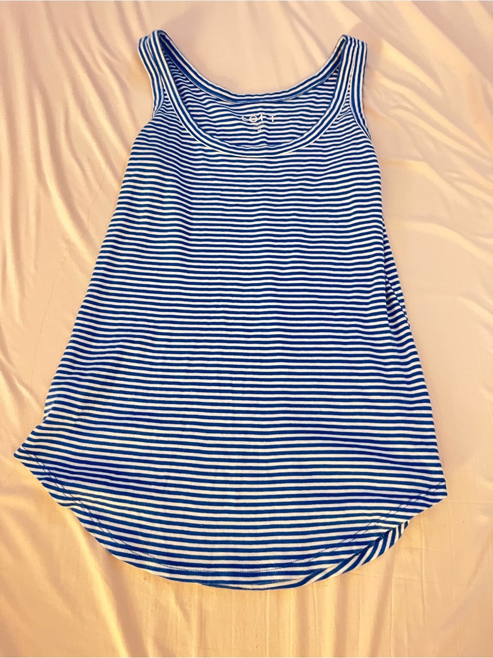 LOFT Blue and White Striped Tank Top